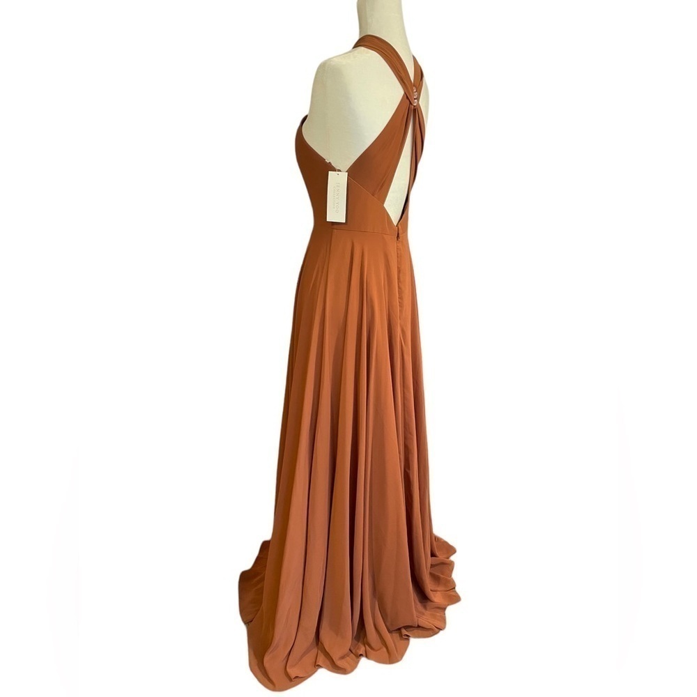 NEW Jenny Yoo "Halle" Halter Bridesmaid Dress in Terracotta Luxe Chifon size 6 - Picture 8 of 15